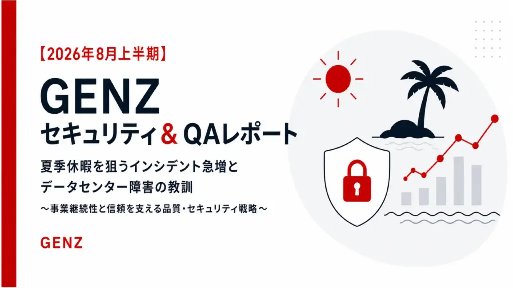 2026年8月上半期】GENZ セキュリティ＆QAレポート：夏季休暇を狙う